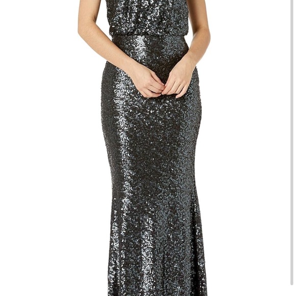 Badgely Mischka Black Sequin Gown Size 4 - Picture 2 of 4